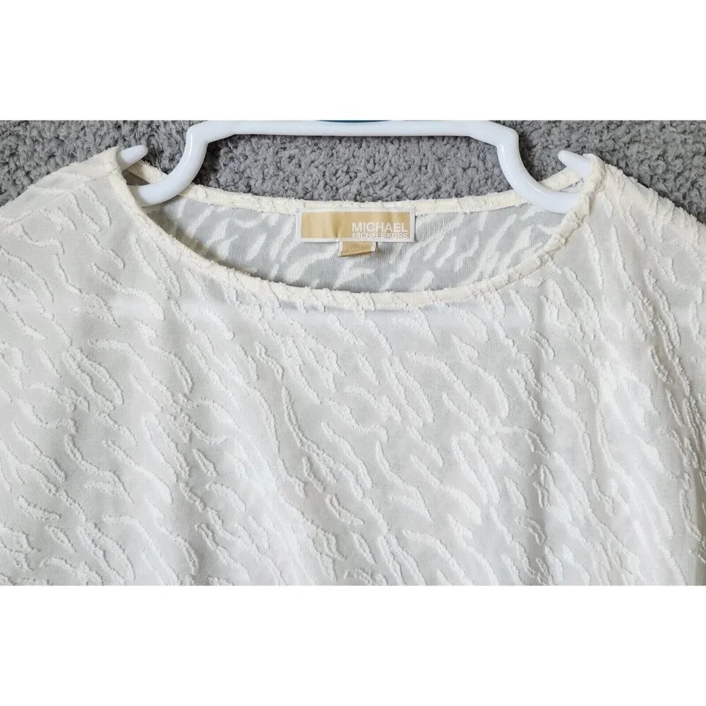 Michael Kors Women's Short Dolman Sleeve Side Front‎ Tie Blouse Top White Size S